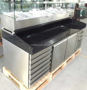 Nhà bếp Thương mại Pizza chuẩn bị bảng Tủ lạnh <span class=keywords><strong>2</strong></span> cửa bàn làm việc Máy làm lạnh Pizza - Product Image 5