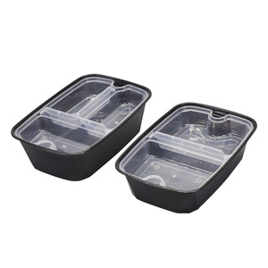 Disposable Takeaway Food Container American Style Double Layer Square 1500ml Two Compartment <b>Microwave</b> Safe Lunch Box - Product Image 3