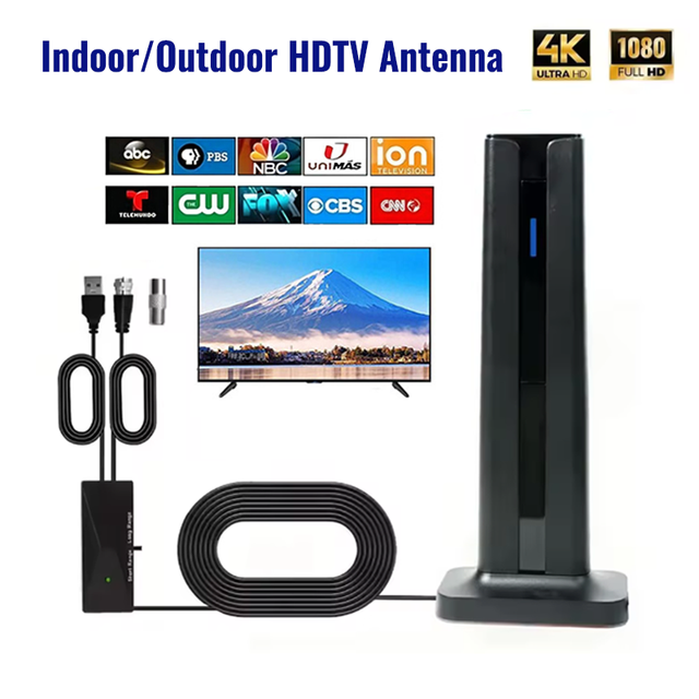 Indoor Magnetic TV Antenna for Smart TV Long Range HD Digital TV Antenna with Amplifier for Local Channels Support 4K 1080P