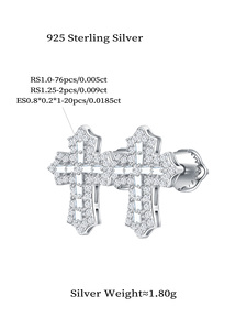 Aivenchy Luxury Lab Grown Diamond GEM <strong>Earrings</strong> Rhodium S925 Sterling Silver <strong>Fine</strong> Moissanite Women Cross <strong>Stud</strong> <strong>Earrings</strong> - Product Image 5