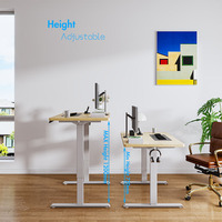 Bureau debout électrique ergonomique moderne à hauteur réglable, à moteur unique, avec structure en fer, plateau en bois modulaire extensible, pour usage commercial