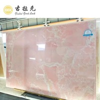 Dalle de mur en marbre onyx rose rétro-éclairé poli naturel pour carrelage de fond ou comptoir