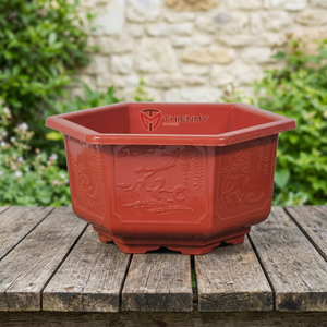 Traditional <b>Square</b> Plastic Bonsai <b>Pot</b> Hand Carved Lightweight & Eco-Friendly for Garden and Floor Use - Product Image 3
