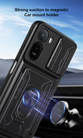 Étui de téléphone antichoc en TPU+PC avec cache-caméra coulissant, fente pour cartes pratique et support anneau pour Redmi K100 Pro/Xiaomi 17T
