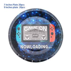 176 pièces garçons ou filles décoration de fête d'<span class=keywords><strong>anniversaire</strong></span> pour enfants jeu vidéo personnalisé fête assiettes en papier et ensemble de couverts - Product Image 4