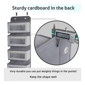 Organizador de tela colgante para puerta con 5 bolsillos grandes, ventana transparente para montaje en pared, 2 ganchos metálicos, ecológico, para guardería - Product Image 6