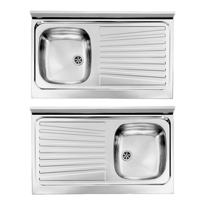 Fregadero de Acero Inoxidable Mondial de una Sola Tina con Escurridor, 90x50 cm, Material SUS304, Orientación Derecha - Product Image 1