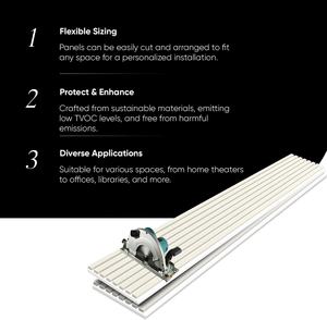 Panneau mural en bois de luxe Panneau Aku décoratif de qualité supérieure Panneau acoustique <span class=keywords><strong>blanc</strong></span> à lattes de bois 3 faces pour décoration de mur intérieur - Product Image 6