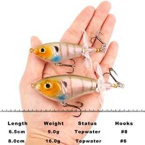 Popper-Stiftköder aus ABS für Oberflächenfischen, 65mm 9g Whopper Plopper mit rotierendem Schwanz für Barsch, Hecht, See und Fluss - Product Image 2