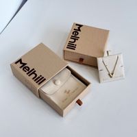 Boîte à bijoux à tiroir universel de luxe marron avec pochette en velours | Rangement pour bague bracelet collier en argent