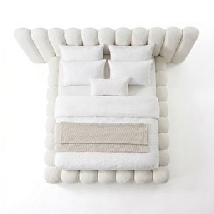 Letto Matrimoniale ATUNUS con Rivestimento in Tessuto Morbido Effetto Lana, Arredamento Camera da Letto di Alta Gamma, Letto King Size con Struttura in Tessuto per Camera da Letto - Product Image 2