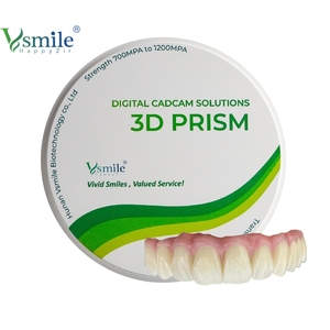 Meilleur disque dentaire de zircone de bloc en céramique multicouche de prisme 3d de la couleur A1 A2 A3 pour ouvert Cadcam fraiseuse de dentisterie numérique - Product Image 1