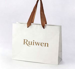 Bolsas de Papel Kraft Impresas de Lujo al por Mayor, Reciclables, con Logotipo de Marca de Ropa, Bolsas de Compras Personalizadas con Asa - Product Image 6