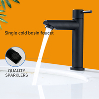 Robinet de lavabo moderne en acier inoxydable noir mat à bec droit, à poser sur le comptoir, avec aérateur économiseur d'eau
