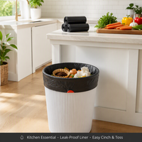 Sacs poubelles jetables à fond carré épaissi avec cordon de serrage pour déchets de cuisine, collecte automatique, sacs en plastique portables