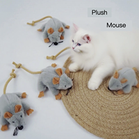 Jouet pour chat en peluche à longue queue, jouet à grignoter gris qui couine