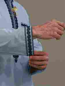 Al Haramain <b>Men's</b> Hooded <b>Thobe</b> Long Sleeve Cotton Floor Length Modest Prayer Robe Solid Light Blue Morocco style - Product Image 4