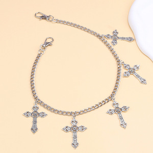 yueli Cross Waist <b>Chain</b> Zinc Alloy Five Cross Pendant Hip Hop Fashion Accessory Daily Wear Unisex - Product Image 3