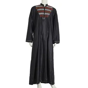 Повседневная одежда Исламский мужской халат с вышивкой Дубай Арабская одежда мусульманское длинное платье