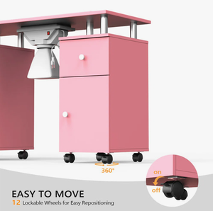 Double Manicure Table With 2 Electric Dust Collectors and Wrist Rest &amp; Drawers &amp; Cabinets &amp; Open Spaces <strong>Nail</strong> <strong>Tech</strong> <strong>Desk</strong> - Product Image 4