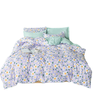 Factory Supply High Cost-Effective Durable Eco-Friendly 4-Piece <b>Flat</b> Bed <b>Sheet</b> Set Plant Printed Microfiber <b>Fitted</b> Bedding - Product Image 1
