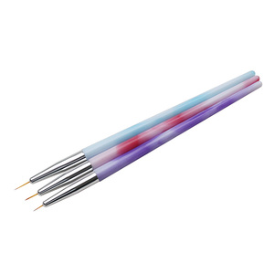 3pcs Set Synthetic Hair Nail Art Liner Brush Colorful Plastic Handle Fine Line Drawing Painting Manicure Nail Art Brush Set - Product Image 2