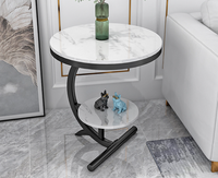 Table Basse Moderne en Marbre Style Nordique Minimaliste pour Petit Appartement, Combinaison pour Salon et Balcon, Meuble d'Angle