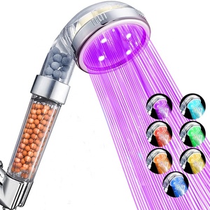 led light multi-color water power head shower turbocharged bathroom accessories