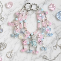Colgante para Teléfono con Flores Kawaii y Cuentas, Llavero de Plata con Perlas de Cristal Pastel, Colgante para Bolso, Joyería Hecha a Mano al por Mayor