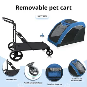 Faltbarer Kinderwagen aus Kunststoff und Mesh für mittelgroße und große Hunde Ältere Katzen für Spaziergänge im Freien und Camping reisen - Product Image 3