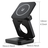 Support de charge sans fil magnétique pliable 3 en 1 pour iPhone, iWatch et AirPods, station de charge sans fil portable pour bureau