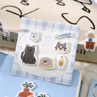 Feuille d'autocollants décoratifs 3D en feutre doux et flanelle, motifs animaux de compagnie (chats, chiens, chatons, chiots) style dessin animé Kawaii, couleurs pastel, pour journal et scrapbook
