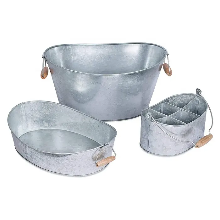 Hot Sale Home Galvanized Beverage Tub Custom Tin Ice Bucket