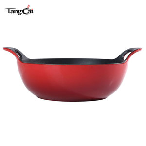 Plat Balti Traditionnel Rond <span class=keywords><strong>en</strong></span> <span class=keywords><strong>Fonte</strong></span> Émaillée de 26 cm (10,25 po) de Diamètre, 3QT, Compatible Wok, Idéal pour Braiser, Frire et Mijoter - Product Image 1