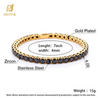 Bracelet Chaîne Tennis en Acier Inoxydable NUOYA avec Zircons Cubiques Colorés, Bijou Hip Hop, Cadeau pour Homme, Logo Personnalisable