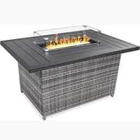 Meubles de jardin d'extérieur de style moderne TG Table de salle à manger rectangulaire en osier pour foyer à gaz pour patio, cour, hôtel ou parc