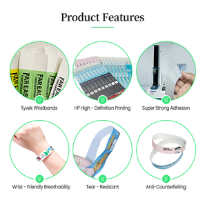 Vente chaude couleur unie Tyvek papier Bracelet personnalisé imprimable événement Bracelet fête parc à thème discothèque billet d'entrée - Product Image 4