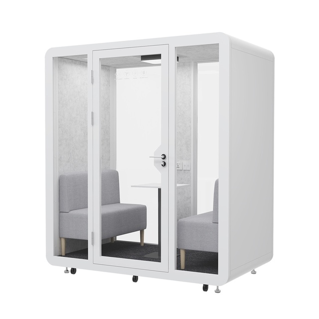 Premium Sound Isolation Office Booth (35dB+), Movable Acoustic Meeting Pod with Built-in Socket & Ventilation