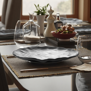 Assiettes à dîner givrées rondes et plates en <span class=keywords><strong>mélamine</strong></span>, accueil OEM, plats modernes de couleur mate, 12 pièces - Product Image 4