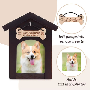 Urnes pour chiens de compagnie, urne en bois pour cendres, boîte à souvenirs avec cadre photo et crochet pour médaille d'identification 8,4 "x5,5", cadeau commémoratif pour animaux de compagnie disparus - Product Image 3