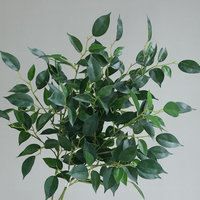 Vente en gros de feuilles de ficus artificielles de 80 cm, branche à toucher réel, fausse feuillage de banian, tiges vertes pour la décoration de la maison, du jardin et des mariages