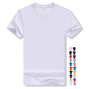 Bluk Tùy Chỉnh Truyền Nhiệt In Logo Nhãn Mềm Dệt Kim <span class=keywords><strong>Polyester</strong></span> Cotton Trống T-Shirt Đồng Bằng Màu Trắng T-Shirts Cho Nam Giới - Product Image 1