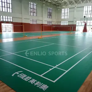 Enlio BWF Approuvé 108 m² Revêtement de sol intérieur pour terrain de badminton complet Plancher de badminton Pickleball Terrain PVC Vinyle Revêtement de sol sportif 4.5mm