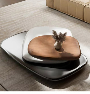 <span class=keywords><strong>Mesa</strong></span> de Centro Moderna y Duradera de Madera Maciza con Diseño Ovalado y Ondulado para Muebles de Sala de Estar - Product Image 6