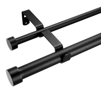 Tringle à rideaux double robuste en fer, style industriel Jinshun, avec embouts ronds et plats, supports et accessoires pour décoration de fenêtre