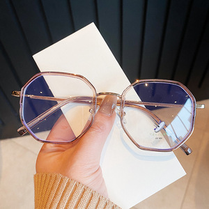 Montures de lunettes polygonales Qianai, extra larges, verres PC anti-UV et anti-lumière bleue, monture carrée pour femmes O3 2039 - Product Image 2