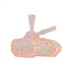 จี้รถรูปนักรบสุดเท่ห์ ประดับเพชรเลี้ยงในห้องปฏิบัติการ ชุบทองคำขาว 925 แท้ ดีไซน์หรูหรา ระยิบระยับ สไตล์ฮิปฮอป - Product Image 1