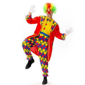 ชุดตัวตลกผู้ใหญ่สำหรับงานฮาโลวีน คอสเพลย์ ชุดเสื้อผ้าโพลีเอสเตอร์ ประกอบด้วยเสื้อแจ็คเก็ต กางเกง หมวก ตลกขบขัน - Product Image 1