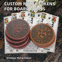 Pièces de jeu en alliage de zinc plaqué imitation antique, fabriquées sur mesure en usine, avec découpe et impression pour jeux de société