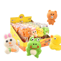 Groothandel Hot-Selling Halal gecertificeerde kinder-dag dierenvormige gecoate katoenen snoeplollies 12g fruit smaak meerkleurige snoepjes